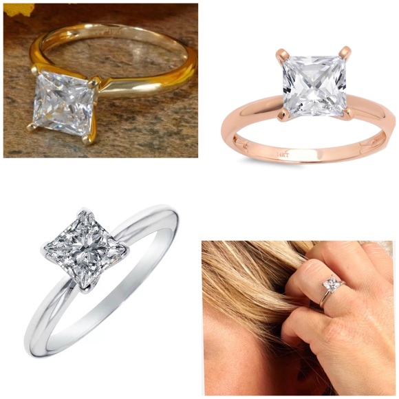 2.85 CT Princess Cut Solid 14K Gold Ring - Picture 3 of 8